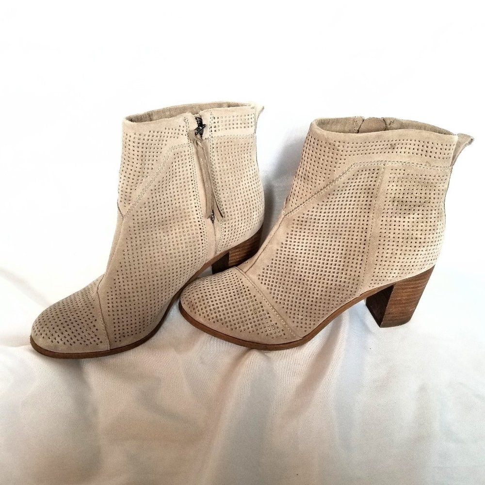 Toms Taupe Suede Perforated Lunata Ankle Boots